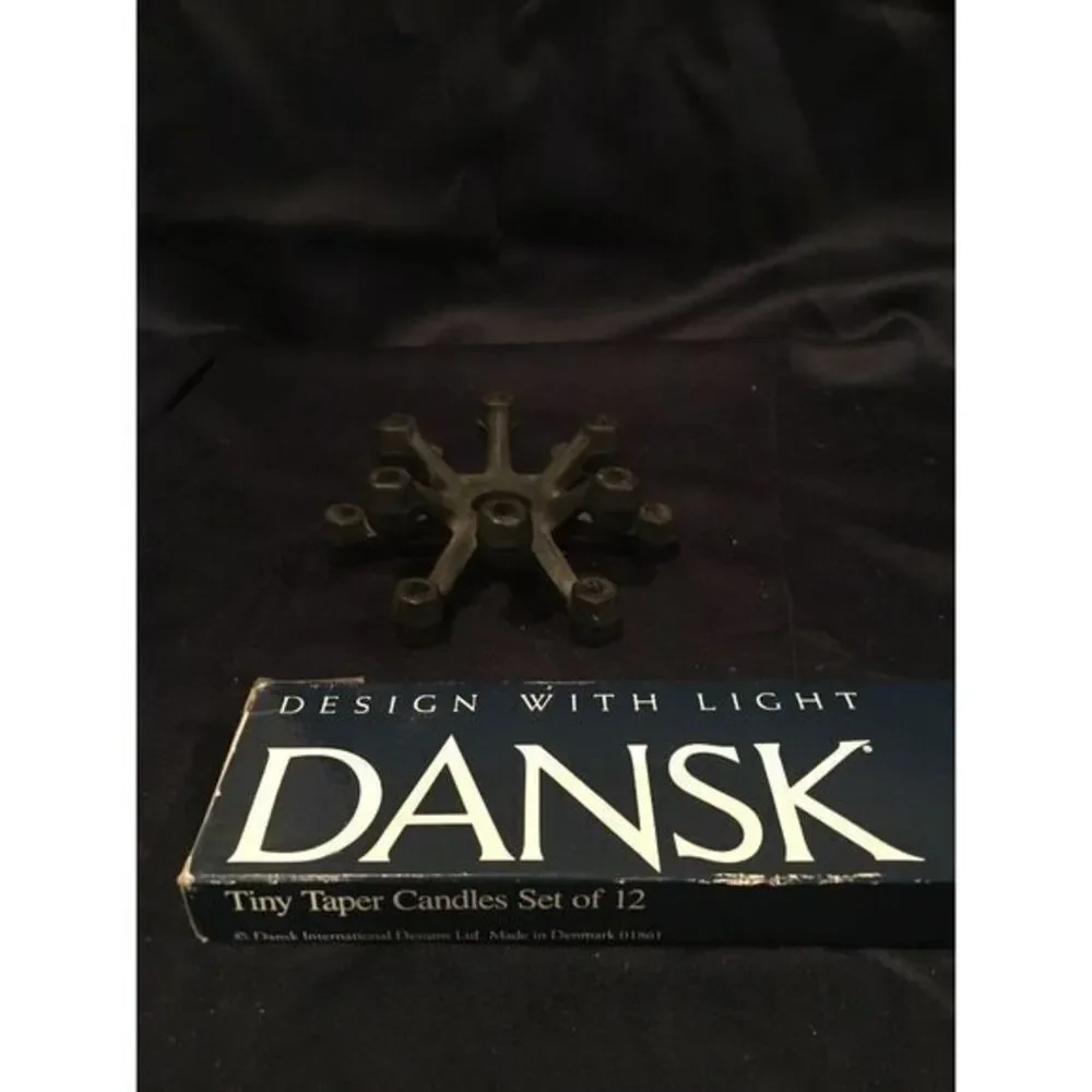 Dansk Design w/ Light CastIron Fiesta Spider CandleHolder &12 Tiny Taper Candles